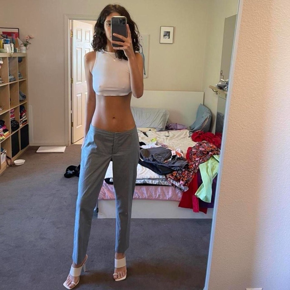 Karl Lagerfeld Women's Light Gray Trousers